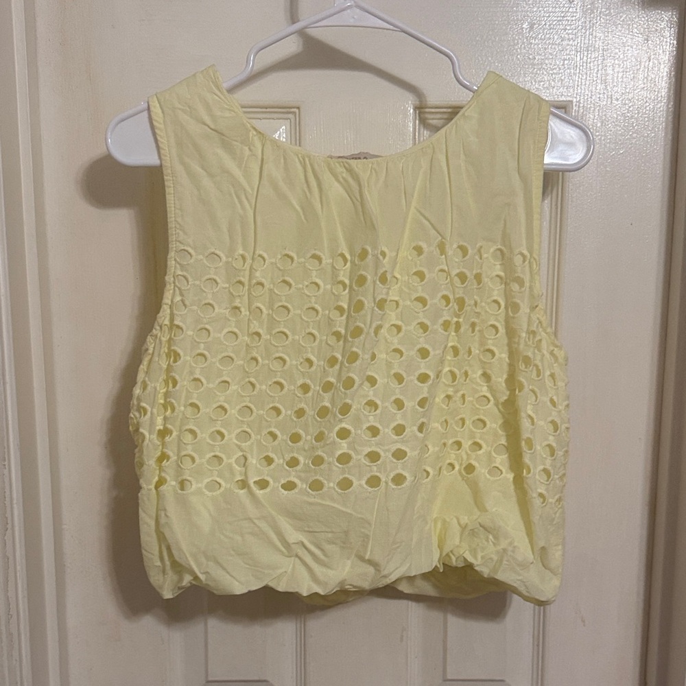 Yellow Sleeveless Eyelet Set